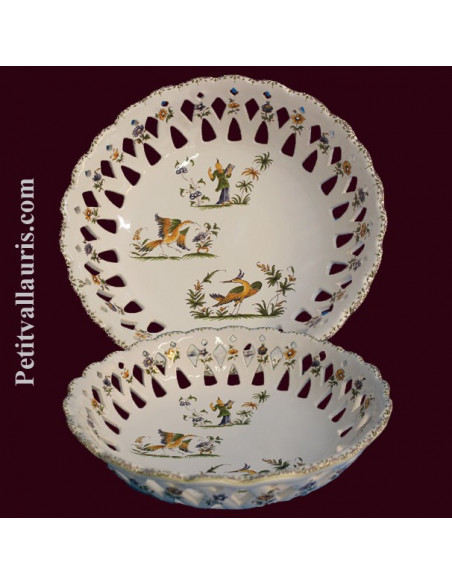 Coupe à fruit sans pied D30 décor Tradition Vieux Moustiers polychrome