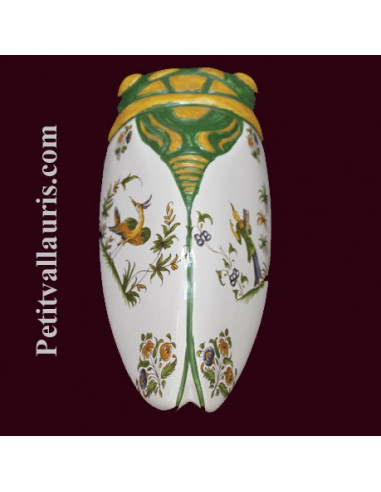 Cigale faïence céramique décor Tradition Vieux Moustiers polychrome (T.4)