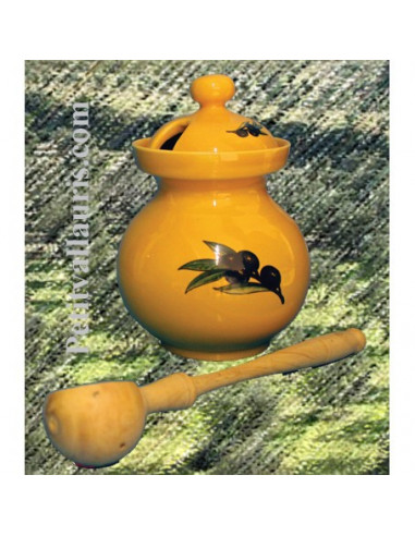 Pot à Olives en faïence avec cuillère en bois