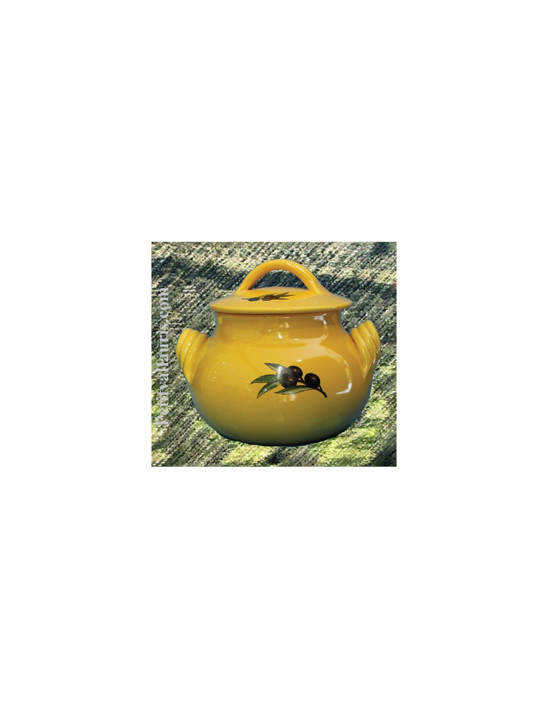 Poubelle de table jaune provençale et olives noires Poubelle de table jaune provençale et olives noires