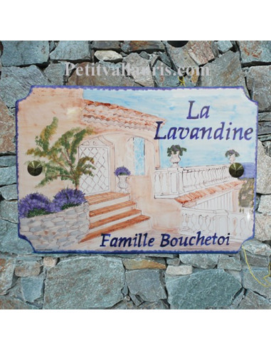 Plaque pour villa en céramique décor villa provençale