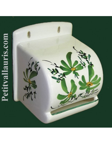 Dérouleur de papier toilette décor fleuri vert