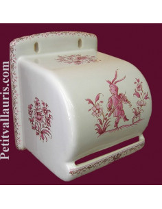 Dérouleur de papier toilette décor Tradition Vieux Moustiers rose