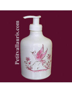 Distributeur de savon liquide décor Tradition Vieux Moustiers rose