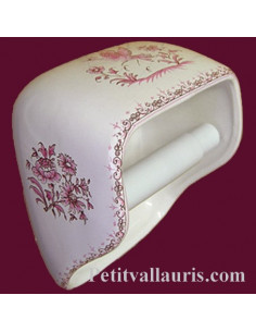 Dérouleur de papier toilette décor Tradition Vieux Moustiers rose NM