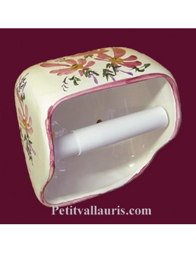 Dérouleur de papier toilette décor fleuri rose NM