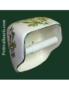 Dérouleur de papier toilette décor fleuri vert NM