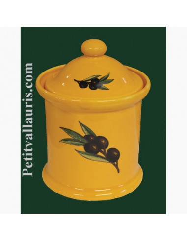 Pot de cheminée rond taille 2 décor jaune provençal décor olive noire