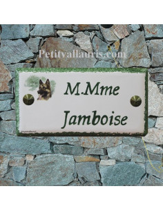 Plaque rectangle de maison en céramique Nathan le Berger allemand