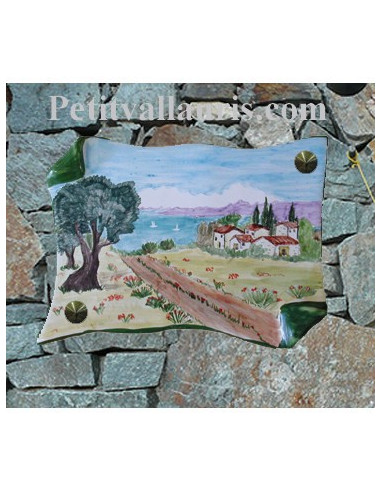 Plaque de Maison parchemin décor paysage provence