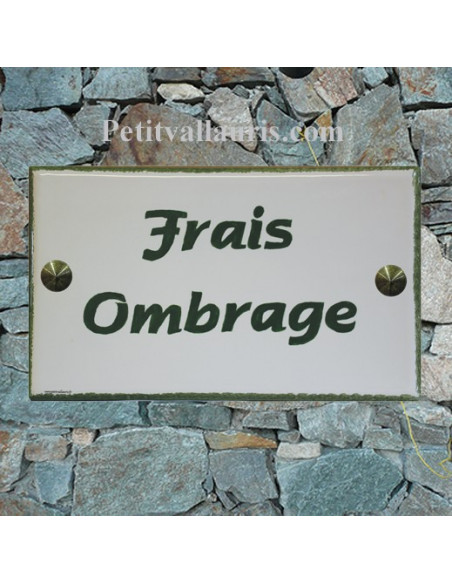 Plaque de Villa rectangle signalitique inscription personnalisée et bord vert