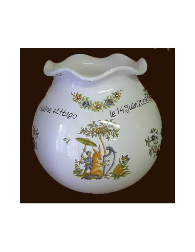 Vase Boule dentelle en ceramique décor Tradition Vieux Moustiers