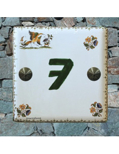 Numéro de Maison pose horizontale décor tradition vieux moustiers chiffre vert