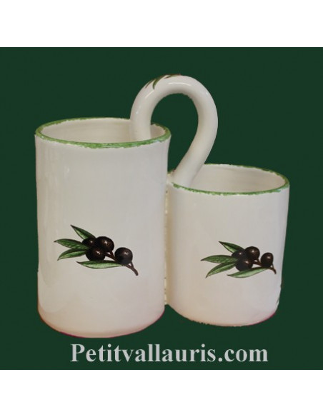 Ramasse couverts fond blanc décor Olive noire