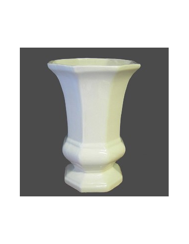 Vase Medicis moyen modèle en faïence émaillé uni blanc