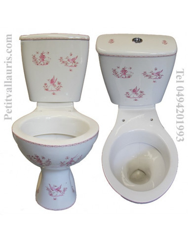 Toilettes-WC décor Tradition Vieux Moustiers rose