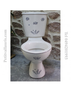 Toilettes-WC décor fleurs Tradition Vieux Moustiers bleu