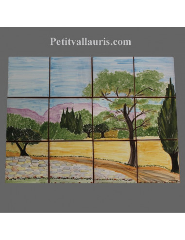 Fresque décor paysage campagne provençale 40 x 30 cm