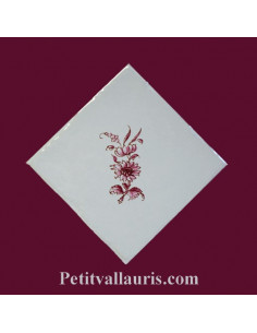 Carreau petite fleur rose décor Tradition Vieux Moustiers pose diagonale