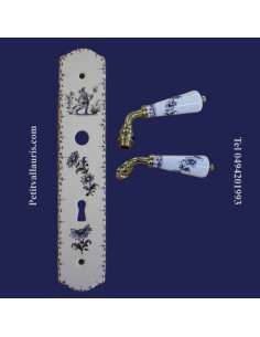 Plaque de propreté décor Tradition Vieux Moustiers bleu avec serrure