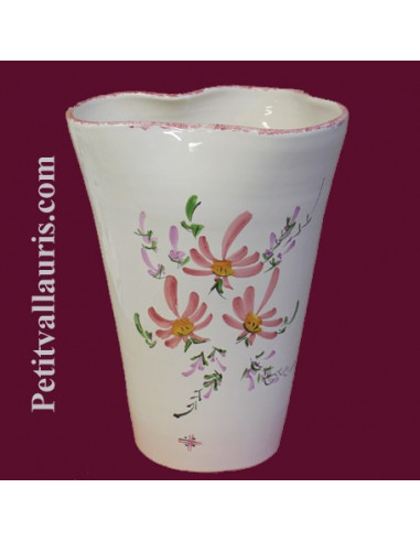 Vase Glaïeul en faïence décor Fleuri rose 25 cm