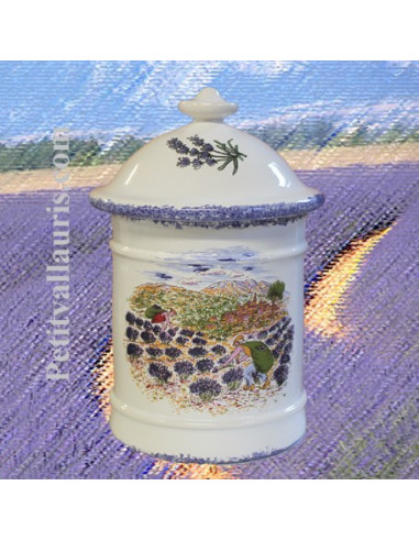 Pot à épices ou à condiments décor motif paysage provençal récolte des lavandes
