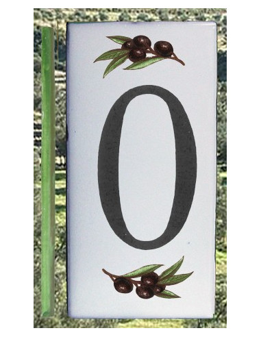 Numero de rue chiffre 0 décor brins d'olives