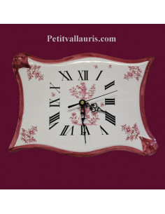 Horloge faïence modèle parchemin décor Tradition Vieux Moustiers rose