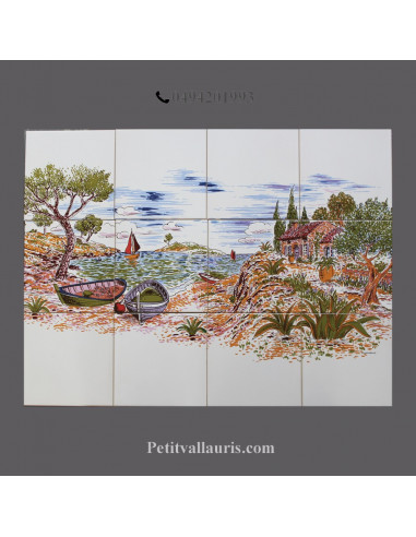 Fresque céramique rectangulaire décor bord de mer