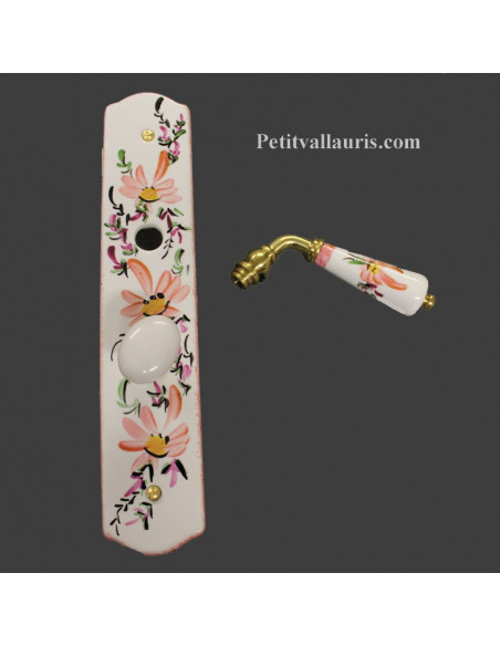 Plaque de propreté décor Fleur saumon avec verrou