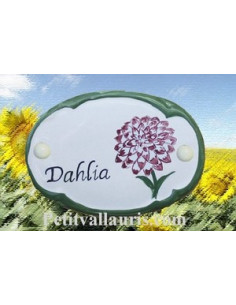 Plaque de porte décor fleur dalhia