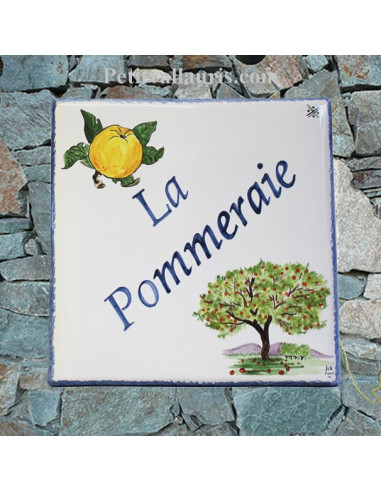 Plaque personnalisée pour votre maison décor pomme et pommier de Normandie