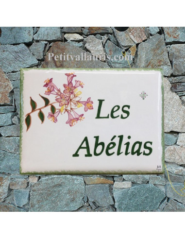 plaque de maison céramique personnalisée décor les Abélias