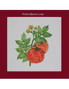 Carreau décor légumes les tomates en grappe 15 x 15 cm