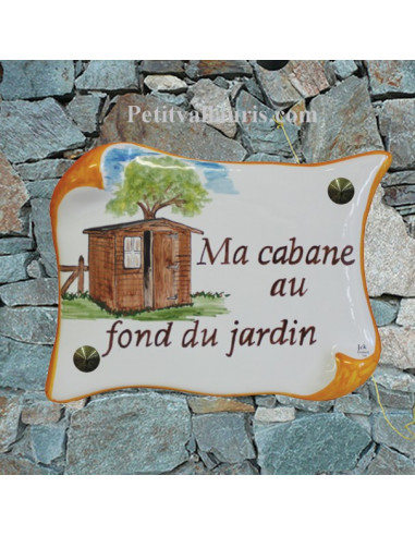 Plaque de Maison parchemin décor personnalisé le chalet au fond du jardin