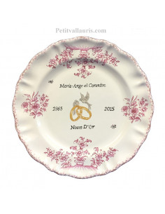 Assiette de mariage Louis XV tradition vieux moustiers rose