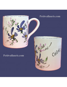 Chope - Mug décor décor fleurs bleues personnalisé prénom