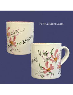 Chope - Mug décor décor fleurs roses personnalisé prénom