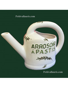 Pichet Arrosoir à pastis en céramique décor brin d'olivier 