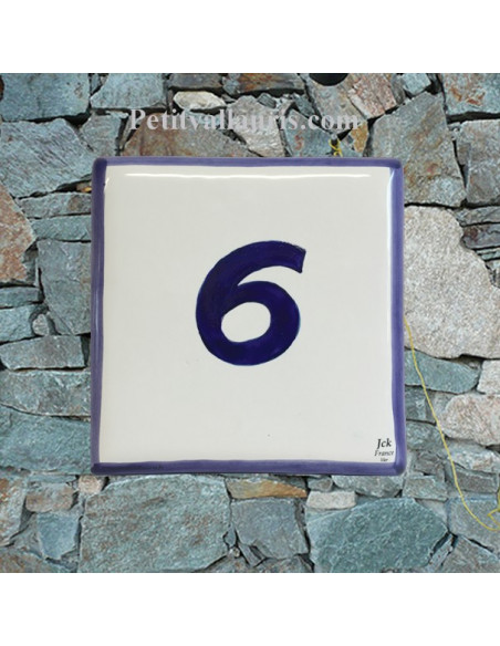 Numéro de maison chiffre ou lettre et bord bleu pose horizontale
