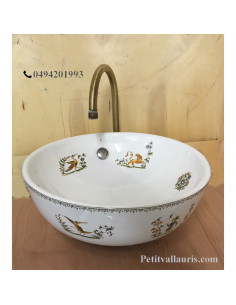 Vasque bol ronde en porcelaine décor tradition vieux moustiers