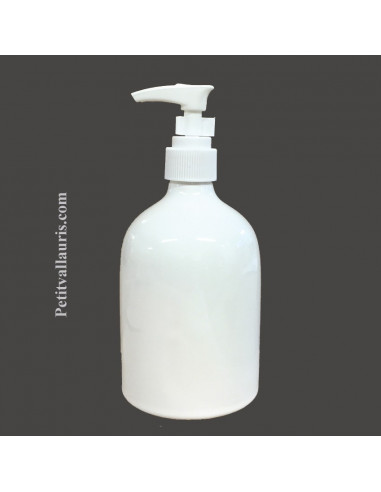 Distributeur de savon liquide émaillé blanc uni