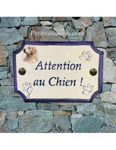 Plaque de maison de style en céramique Labrador "Attention au chien"