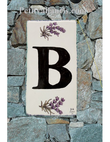 Plaque Lettre (B) au détail décor Brin de Lavande