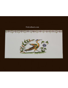 carrelage 10 x 20 en faience décor oiseau 2216 tradition vieux moustiers polychrome avec frise