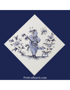 Carreau décor grotesque Tradition Vieux Moustiers bleu ref 5196