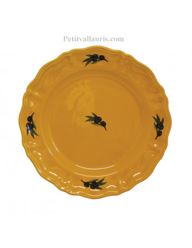 Assiette plate Louis XV couleur provençale décor Olives noires