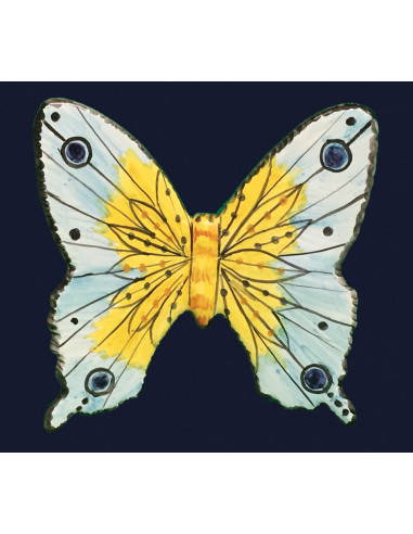 Papillon en céramique à suspendre vert et bleu ciel
