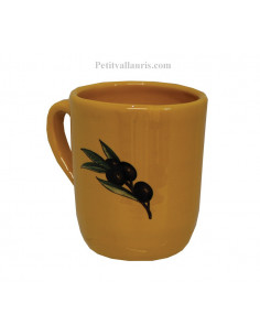 Chope - Mug couleur jaune provençal et décor olives noires prénom + personnalisé 