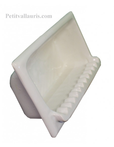 Porte savon en faience modèle rectangle à encastrer uni blanc brillant